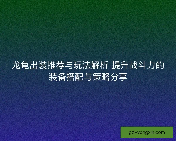 龙龟出装推荐与玩法解析 提升战斗力的装备搭配与策略分享